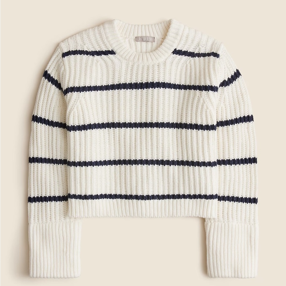 J Crew Heritage cotton fisherman crewneck sweater
